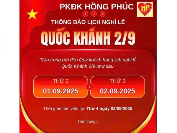 THÔNG BÁO LỊCH NGHỈ LỄ QUỐC KHÁNH 02/09/2025